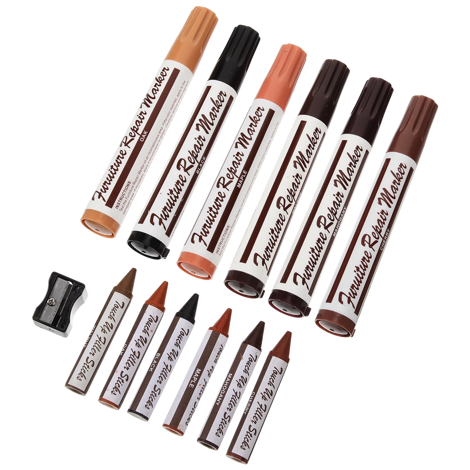 Juego de rotuladores de reparación de arañazos de madera, secado rápido, fuerte cobertura para molduras de muebles de suelo, herramientas de bricolaje para el hogar, 1 Juego