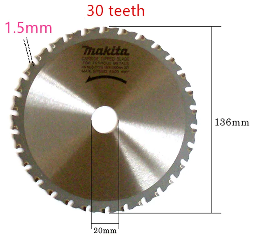 Imagem -02 - Circular Viu a Lâmina Bcs550 Dcs552z Dcs552 136x1.5x20 mm Ajuste ao Woodworking do Aço Suave Cortando 30t B07319 Makita-bcs550z