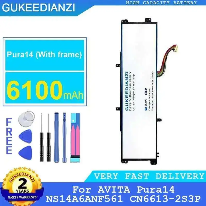 

Laptop Battery Durable 6100Mah For Avita Pura14 NS14A6ANF561 CN6613-2S3P With Frame