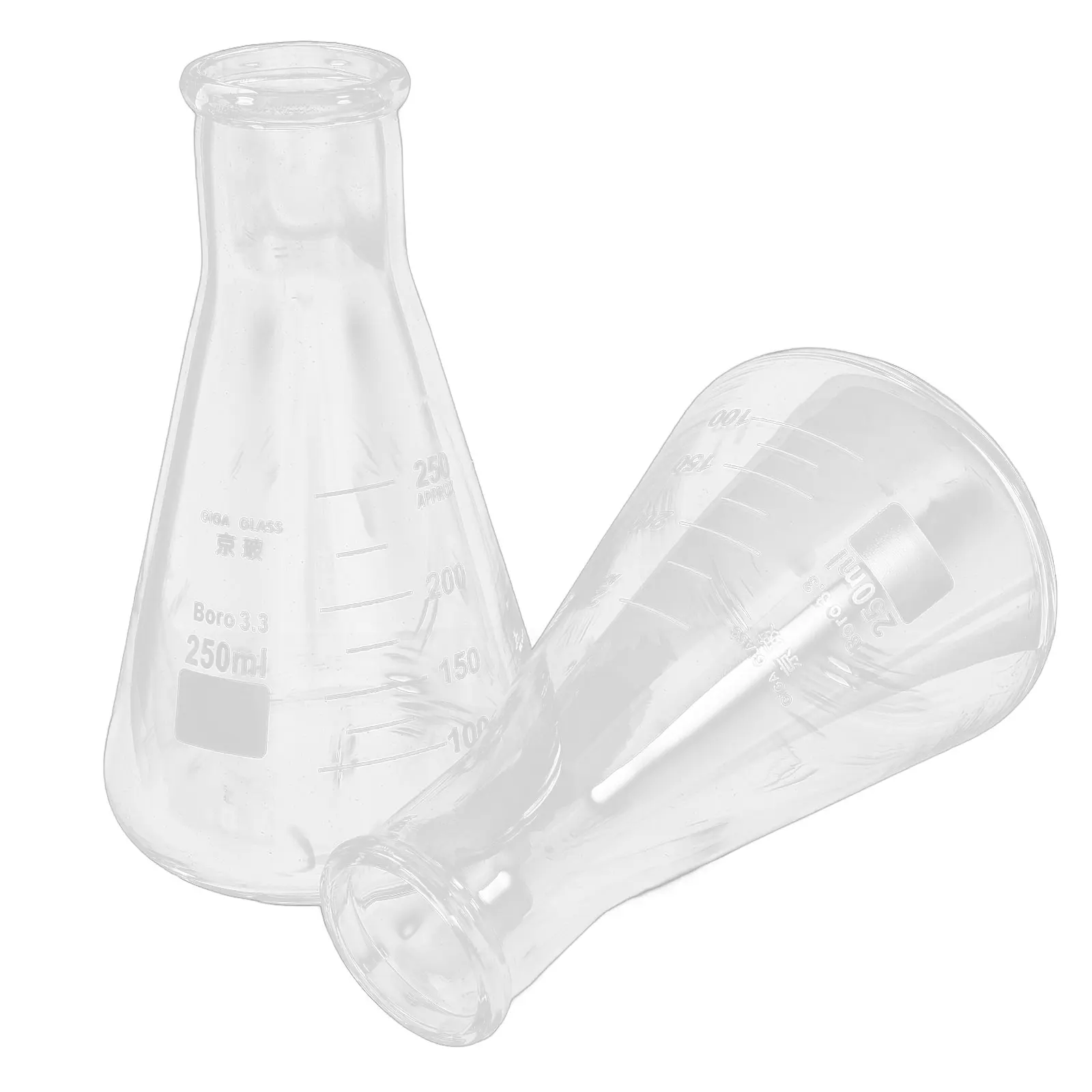 

2Pcs Thickened Glass Flat Bottom Erlenmeyer Flasks Transparent Laboratory Flasks for Students Teachers Experiment