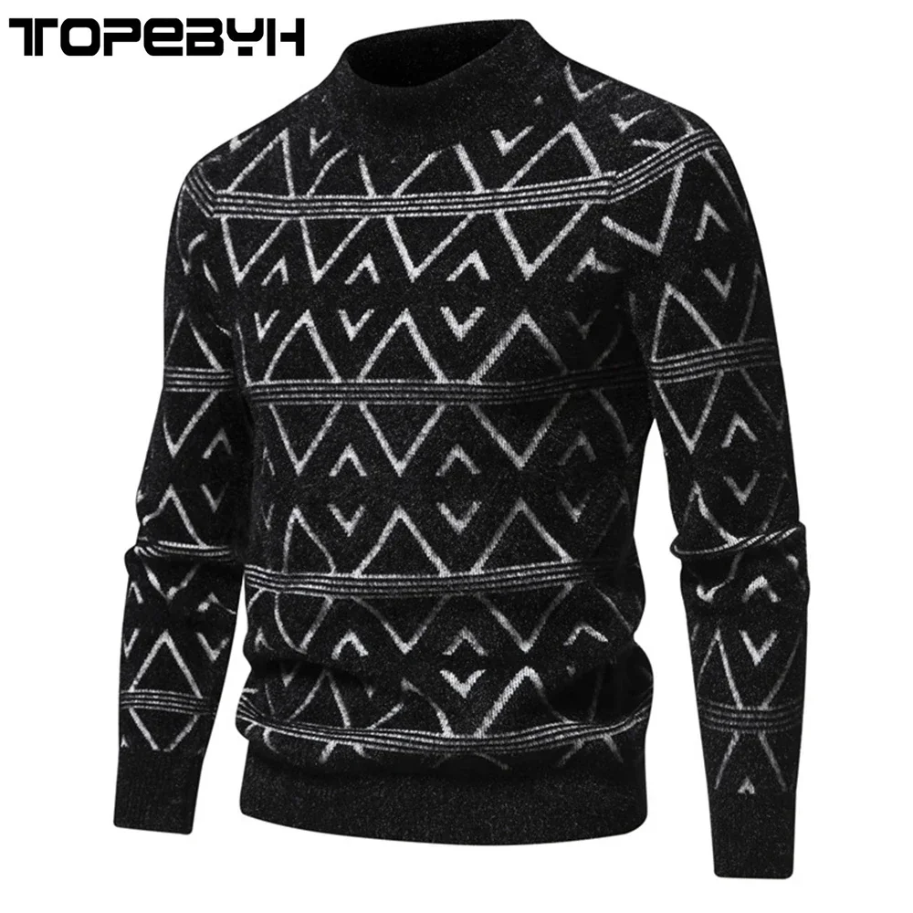Men\'s New Imitation Mink Sweater Soft and Comfortable Fashion Warm Knit Sweater Tops