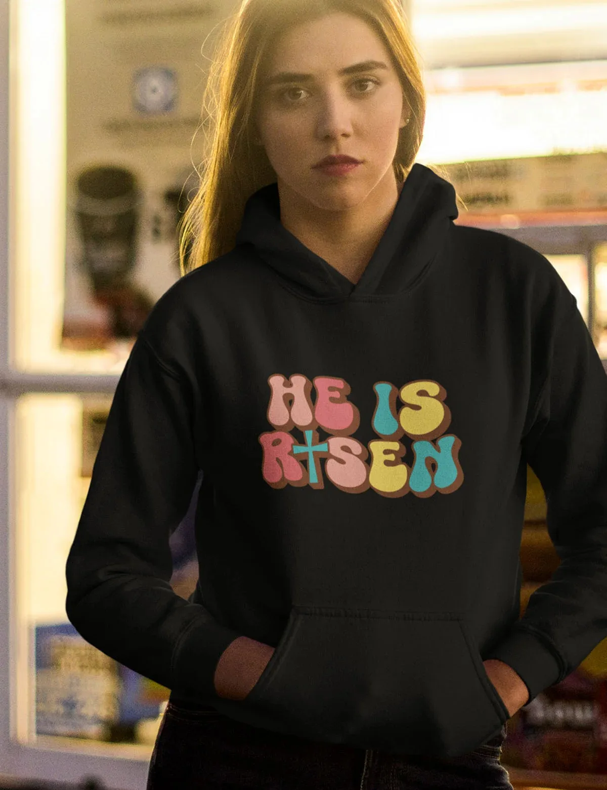 

He Is Risen Christian Hoodie Men's and Women's Long Sleeve Hooded Sweatshirt Pullover Tops Sportswear Streetwear Women Clothing