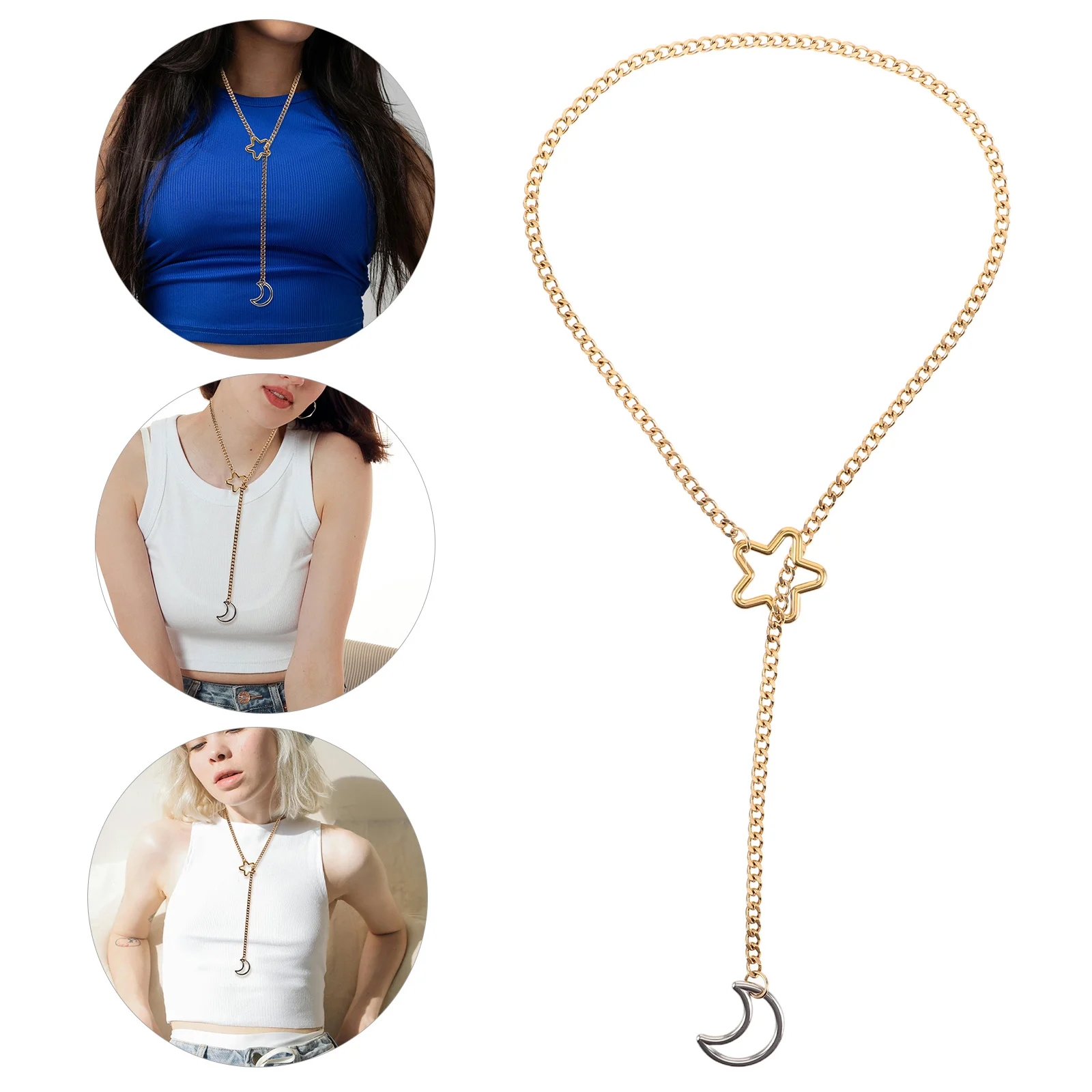 

Chunky Chain Necklace for Women Fashion Necklaces Moon Woman Jewelry Pendant Adjustable