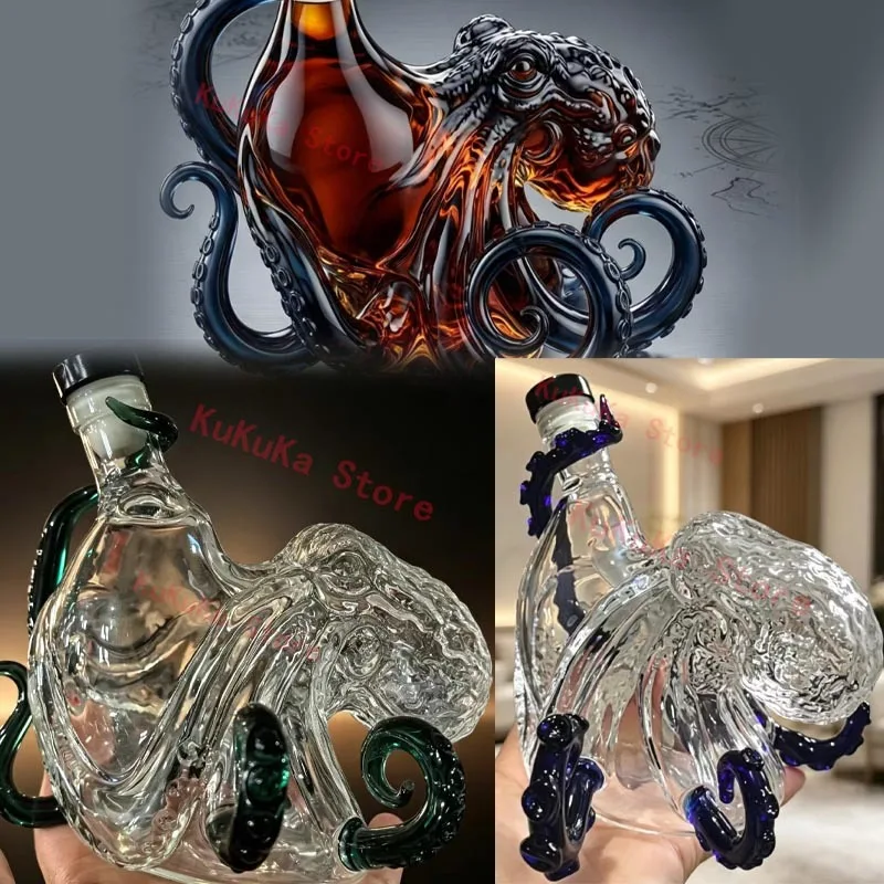 NEU Der Kraken Meeresmonster Dunkler Rum Flasche Kreative Schwarze Rum-Flasche Dekanter Raumdekoration Oktopus-Statue Sammlerstück Geschenk