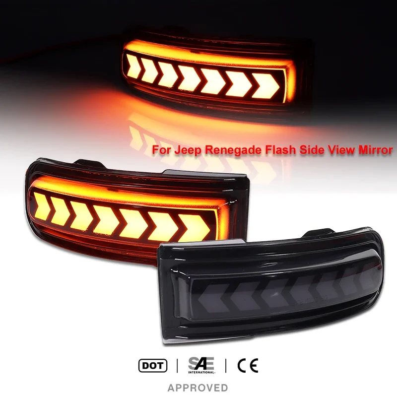 

2Pcs Arrow Dynamic Turn Signal Light For 2015-2022 Jeep Renegade Side Mirror Blinker Arrow Sequential Flasher Repeater Indicator