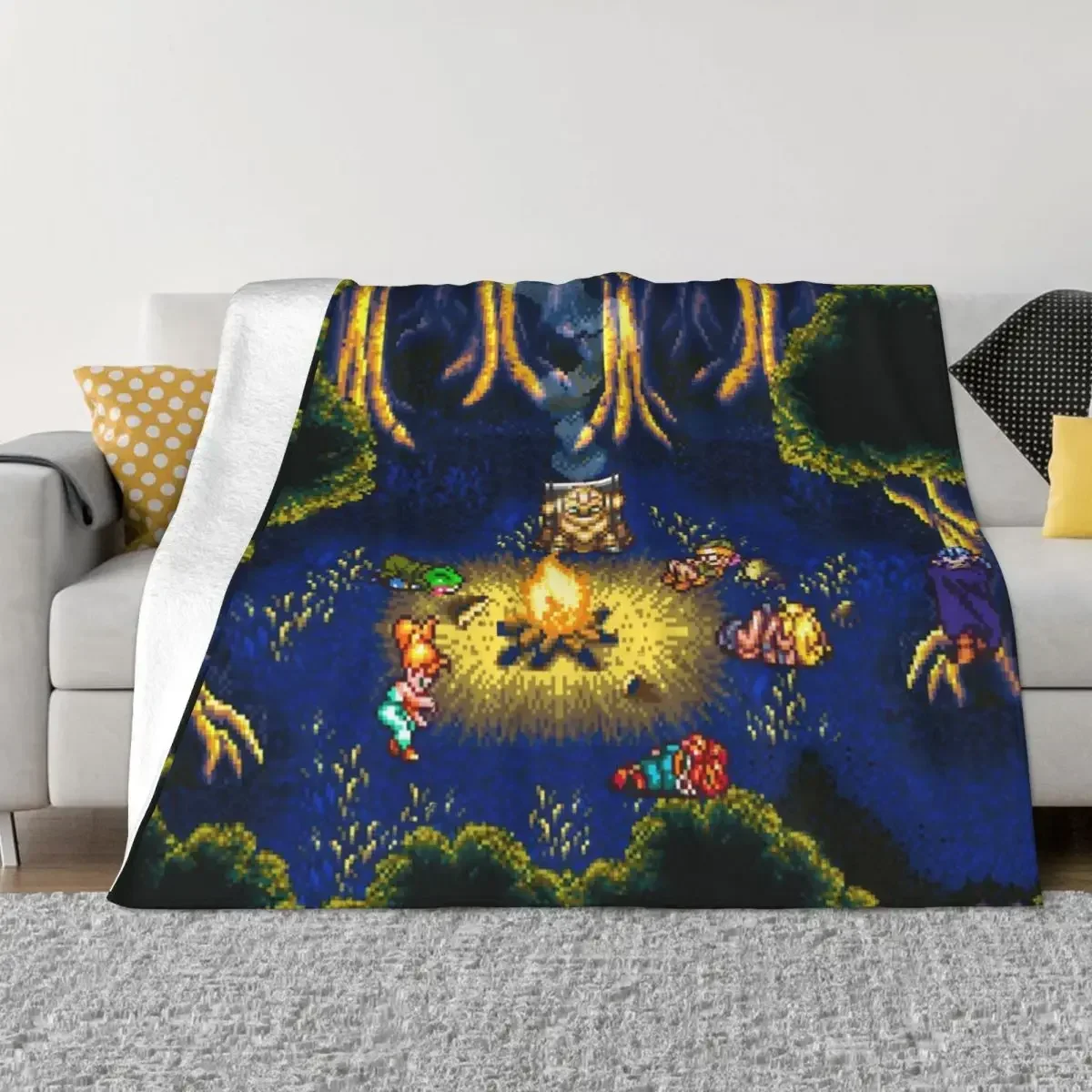 Chrono Trigger Campfire Final Fantasy Blanket Coral Fleece Plush Autumn/Winter Game Soft Throw Blanket for Bed Outdoor Bedspread