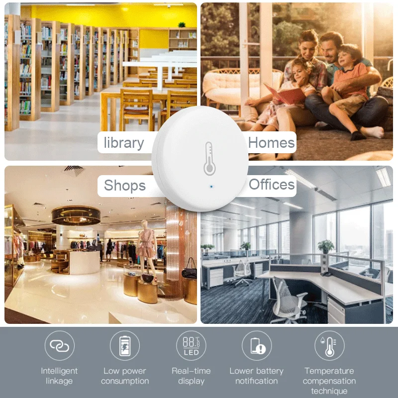 Imagem -05 - Tuya Zigbee-sensor Inteligente de Temperatura e Umidade Termômetro Interior Controlador do Monitor Detector com Vida Inteligente Alexa Google Home