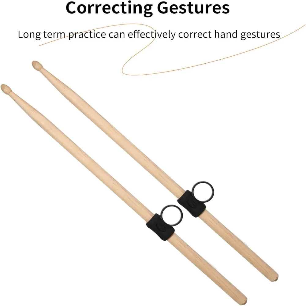 2PCS 5# Size Drumstick Control Clip Black Silicone Auxiliary Drumsticks Grips Finger Ring Design Anti Slip Drumstick Grip