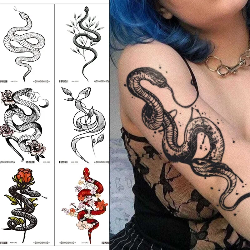 Women Snake Temporary Tattoos Stickers Waterproof Hotwife Eagle Henna Tattoo Fake Body Art Festival Accessories Fashion Hot Girl