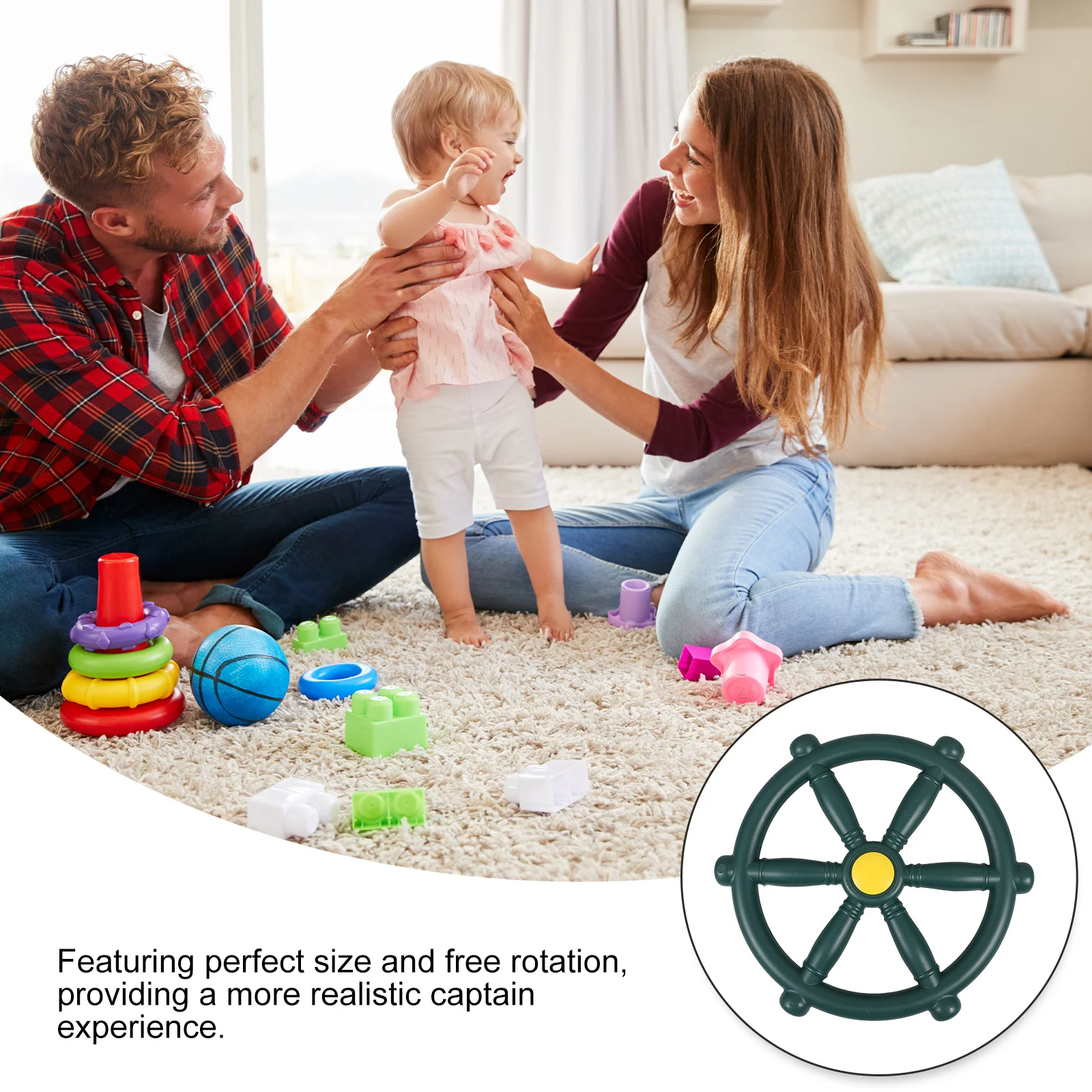 Pirate Ship Steering Wheel Sturdy Compact PP Material Quick Install Backyard Playset Swing Attachment Outdoor Playground Swing