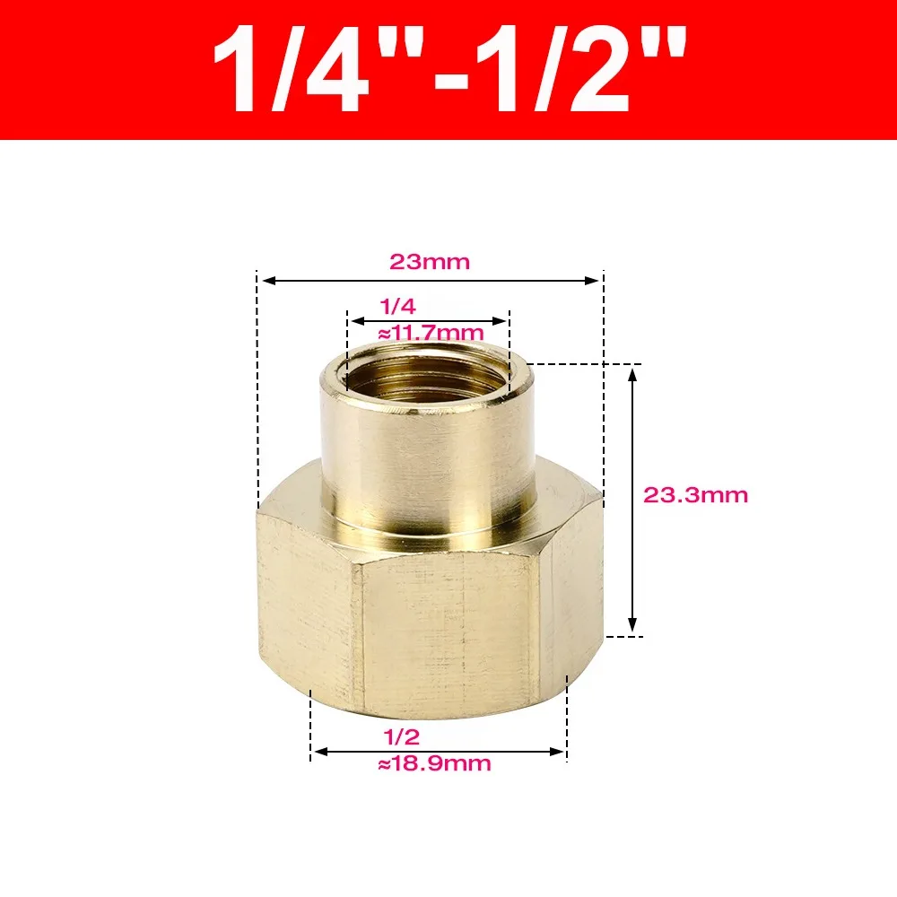 Durable Brass Brass Pipe Fitting BSP Female Thread Hex Shape Hose Adapter 1/8