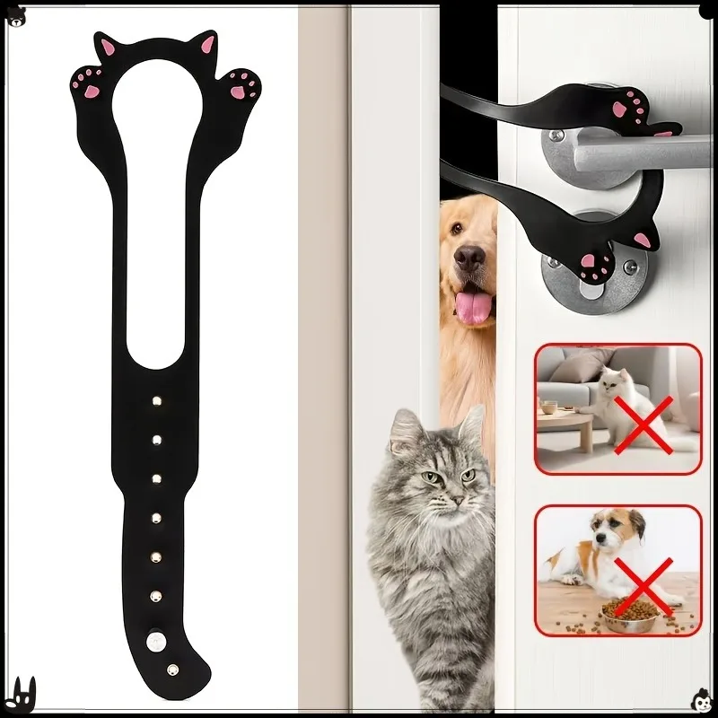 Flexible cat door stopper with 8 adjustable sizes, holds door 1.5 to 8 inches wide, separates cats and dogs at home