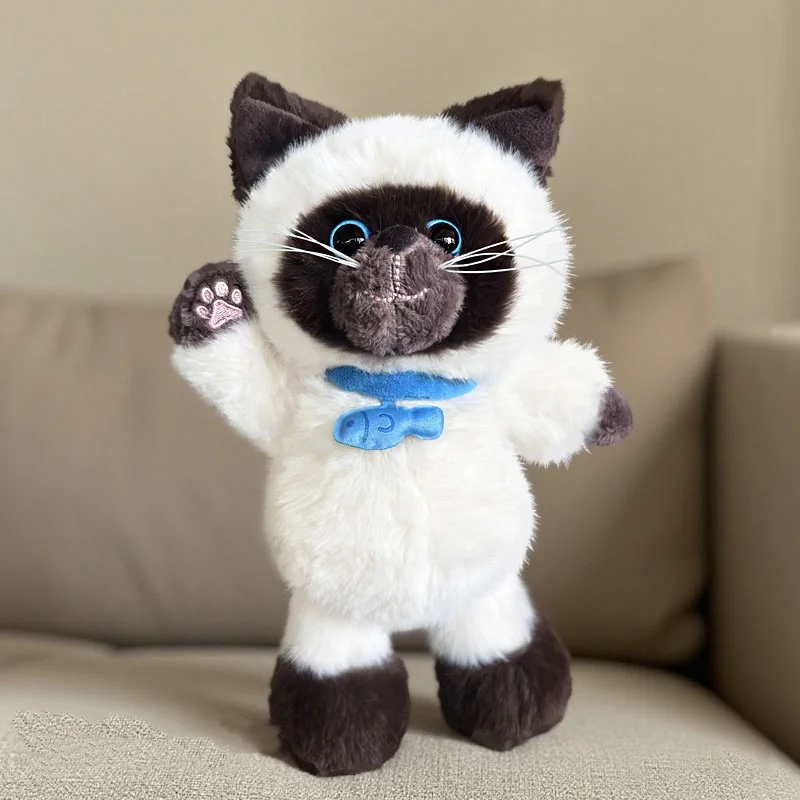 28/35/50cm Imitacja Pluszowej Zabawki Kota Syjamskiego Kawaii Miękkie Realistyczne Pluszowe Koty Lalki Dekoracja Domu Samochodu Poduszka Pluszowa
