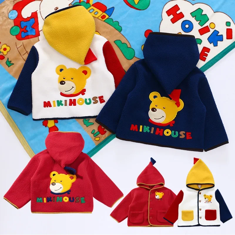 Winter Jacket Boys Clothes Baby Girl 2022 Cartoon Grandpa Bear Polar Fleece Magic Hooded Coat One Piece 2-8Y