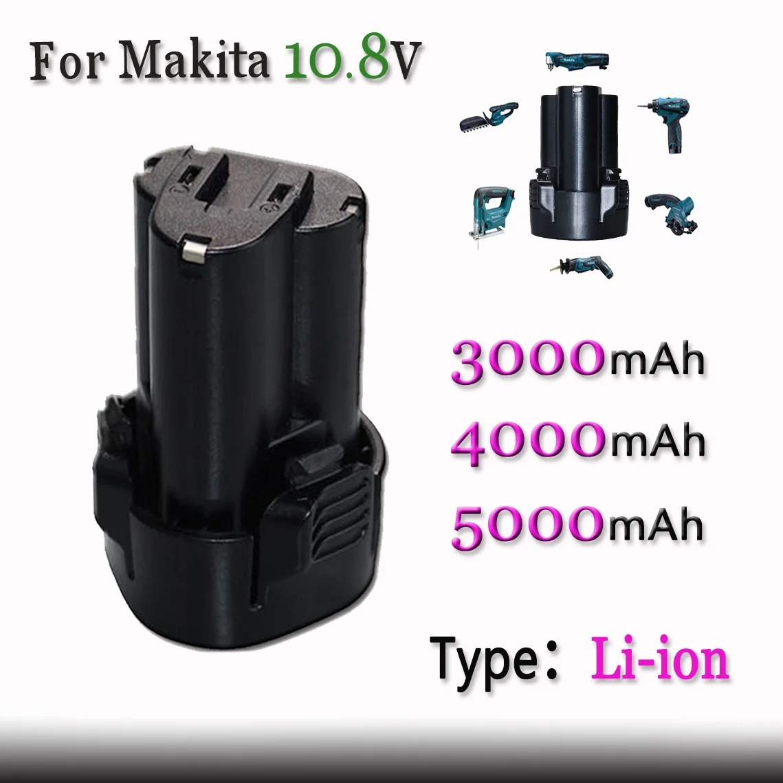 

For Makita 10.8V 3J Power Tools, 3000/4000/5000mAh High capacity Rechargeable Strong power Li-ion Battery