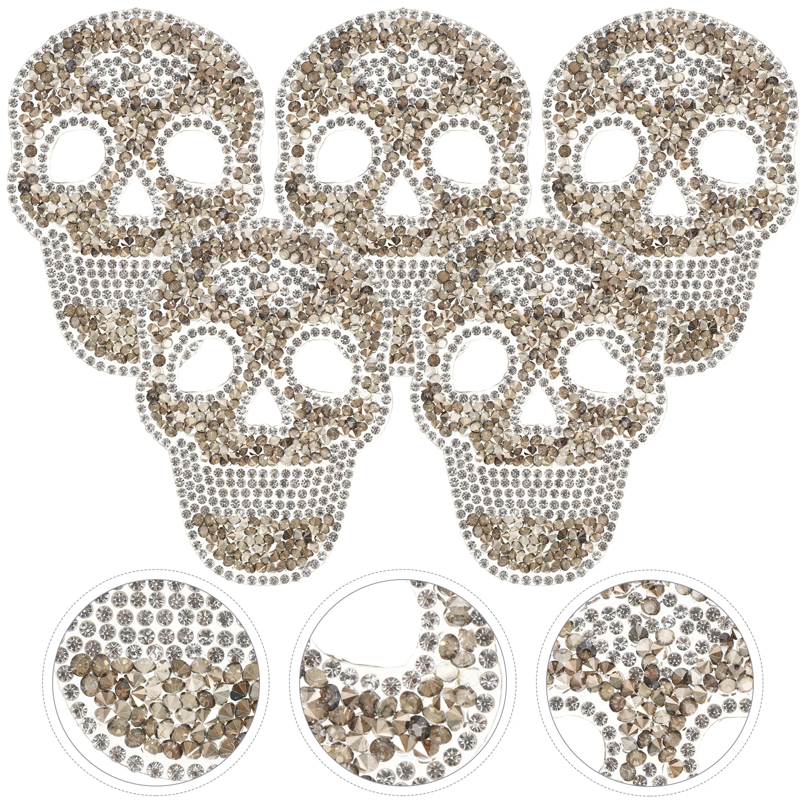 

5 Pcs Aldult Hot Drill Patch Bride Fabric Stickers Skull Patches for Clothes Halloween