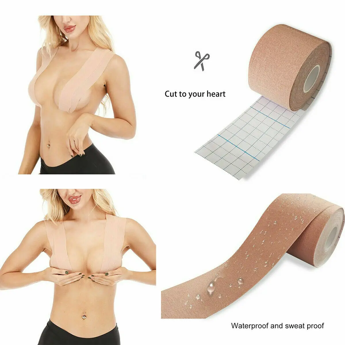 1 Roll Cotton Boob Tape Women Sport Nipple Cover Free-cut Breast Push Up Adhesive Tape Sticky Bra Lift Up Body Invisible Bra