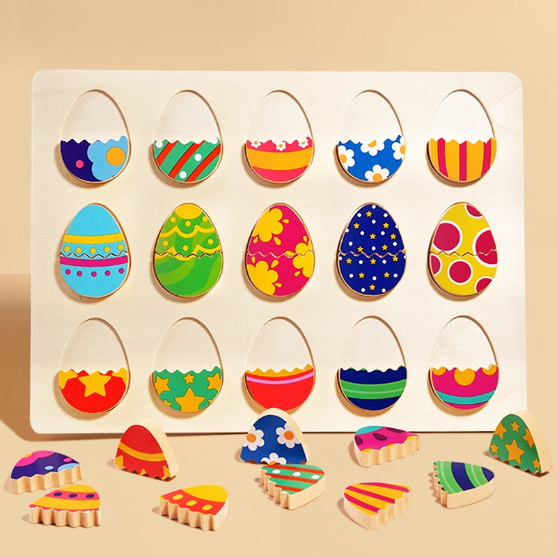 Wooden Egg Pairing Puzzle, Colorful Eggs Matching Game for Early Education,Color Cognition,Exercise Hand-Eye Coordination