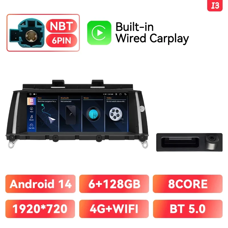 8.8 Inch Android 14 Auto Radio Head Unit Carplay Auto Multimedia Monitoren Voor Bmw X3 F 25X4 F26 Cic Nbt Auto Accessoires Navigatio