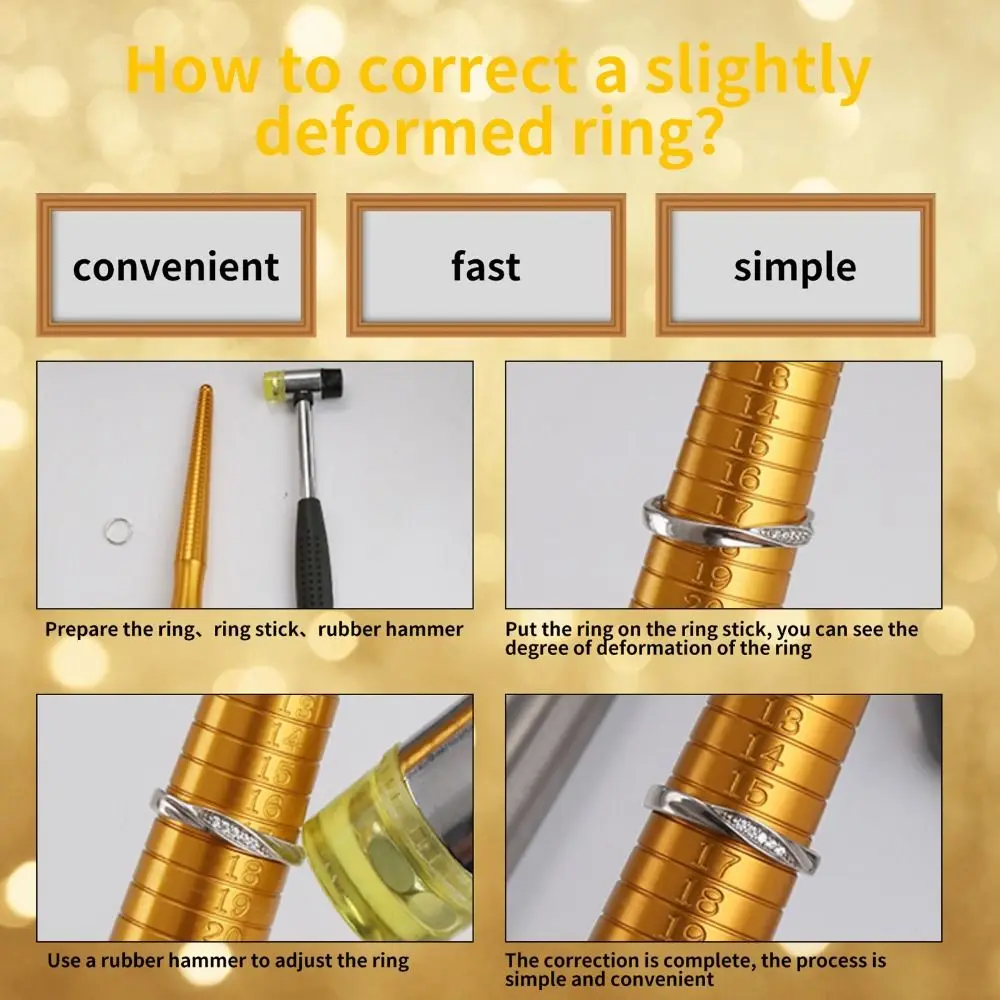 Metal Ring Mandrel Sizer Rubber Hammer Mallet Finger Measuring Stick Ring Sizing Gauge Ring Measuring Tool Jewelry Repair