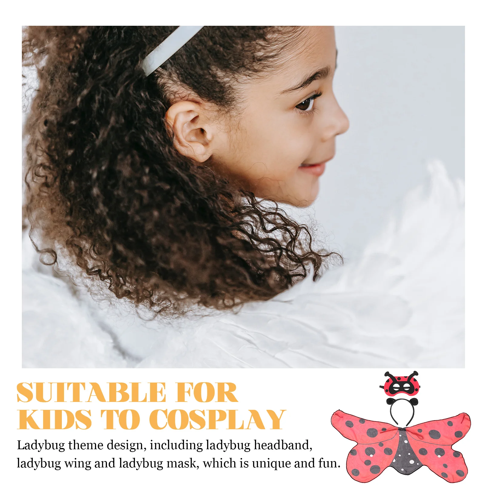 

Ladybug Cape Set Costume Accessories for Girls Wing Headband Halloween Polyester Hair Child Masks Kids Comfortable Skin Friendly