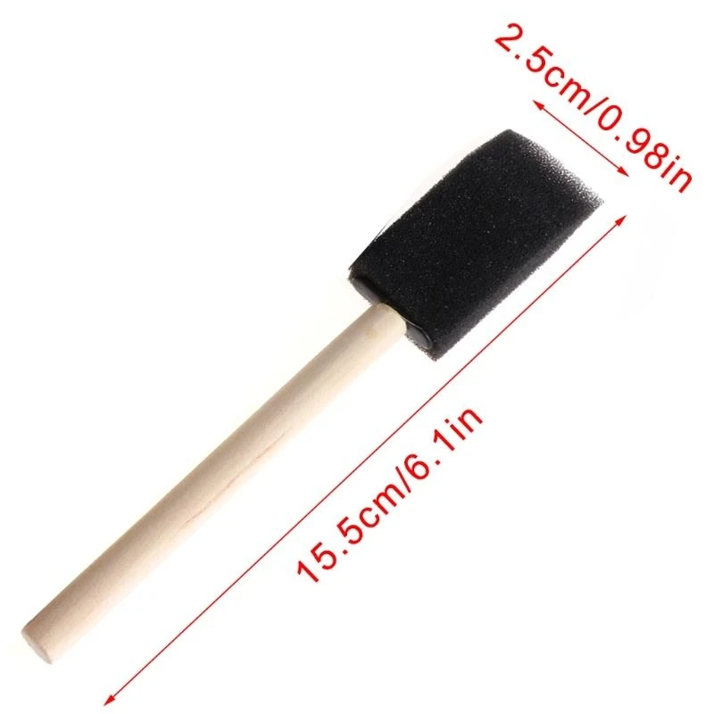 10Pcs Sponge Brush Wooden Handle Watercolor Oil Stain Art Craft Painting Drawing