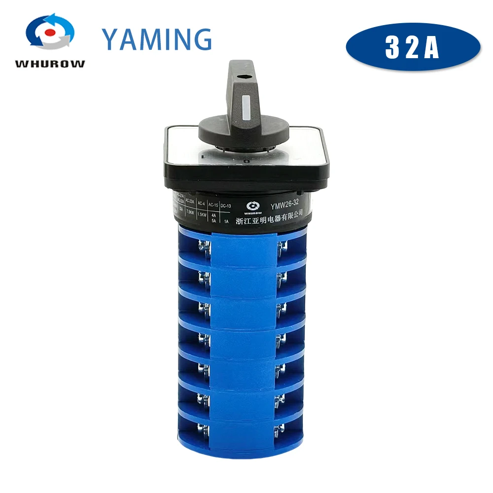 LW26-32/7 Universal Cam Rotary Switch 32A 2-Positions 7-Sections Power Control Motor Rotation Changeover Selector YMW26