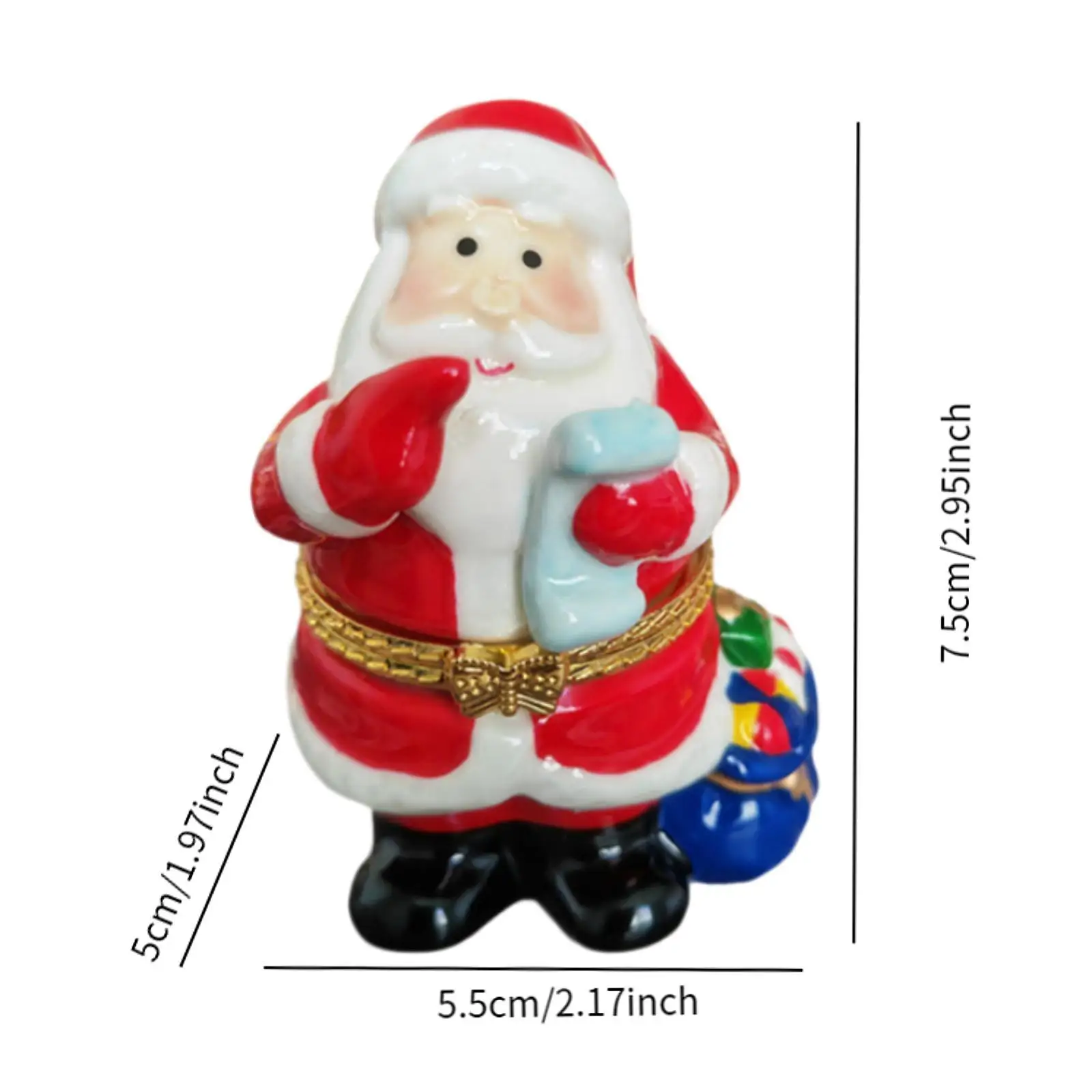 Christmas Jewelry Trinket Box Hinged Decorative Ceramic Jewelry Ring Box