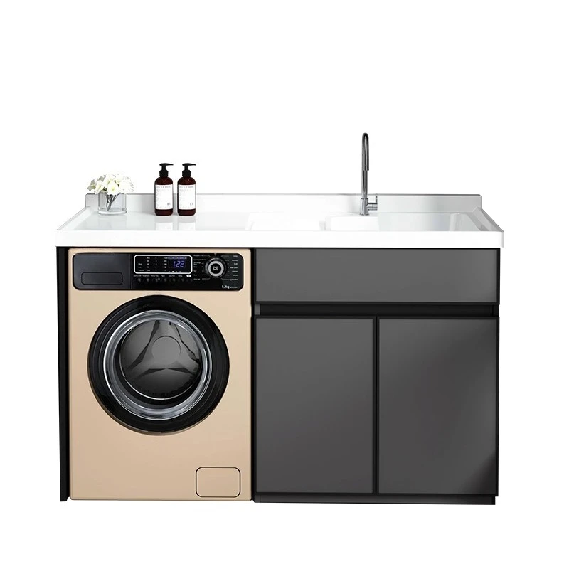 Space aluminum balcony washing machine cabinet combination custom drum laundry tank pool table with rubbing board integrated