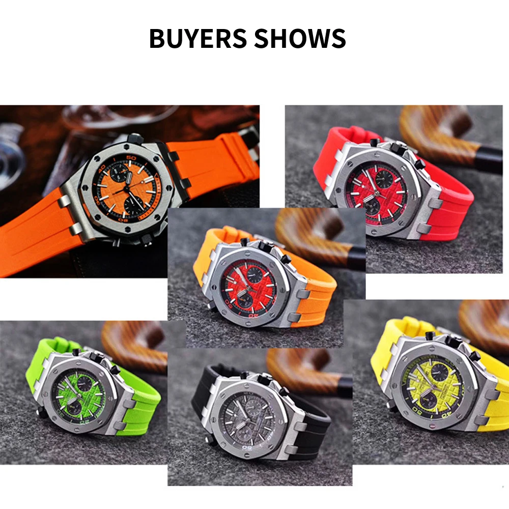 Durable Silicone Watch Band for Audemars Piguet Royal Oak 15400 15703  Sports Rubber Strap Bracelet 28mm with Logo for Men