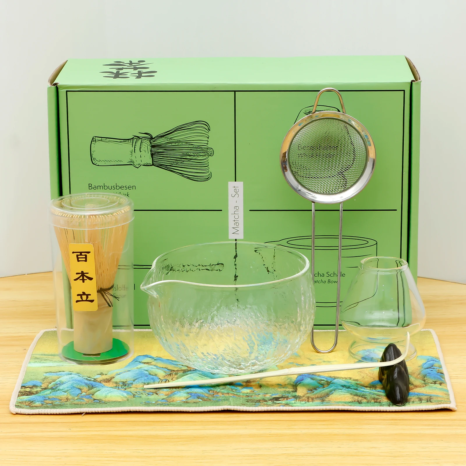 

7/4 шт. набор матча, японский чайный сервиз матча, инструмент для изготовления напитков латте со стеклянной чашей, бамбуковая чайная кисть, венчик для любителей чая