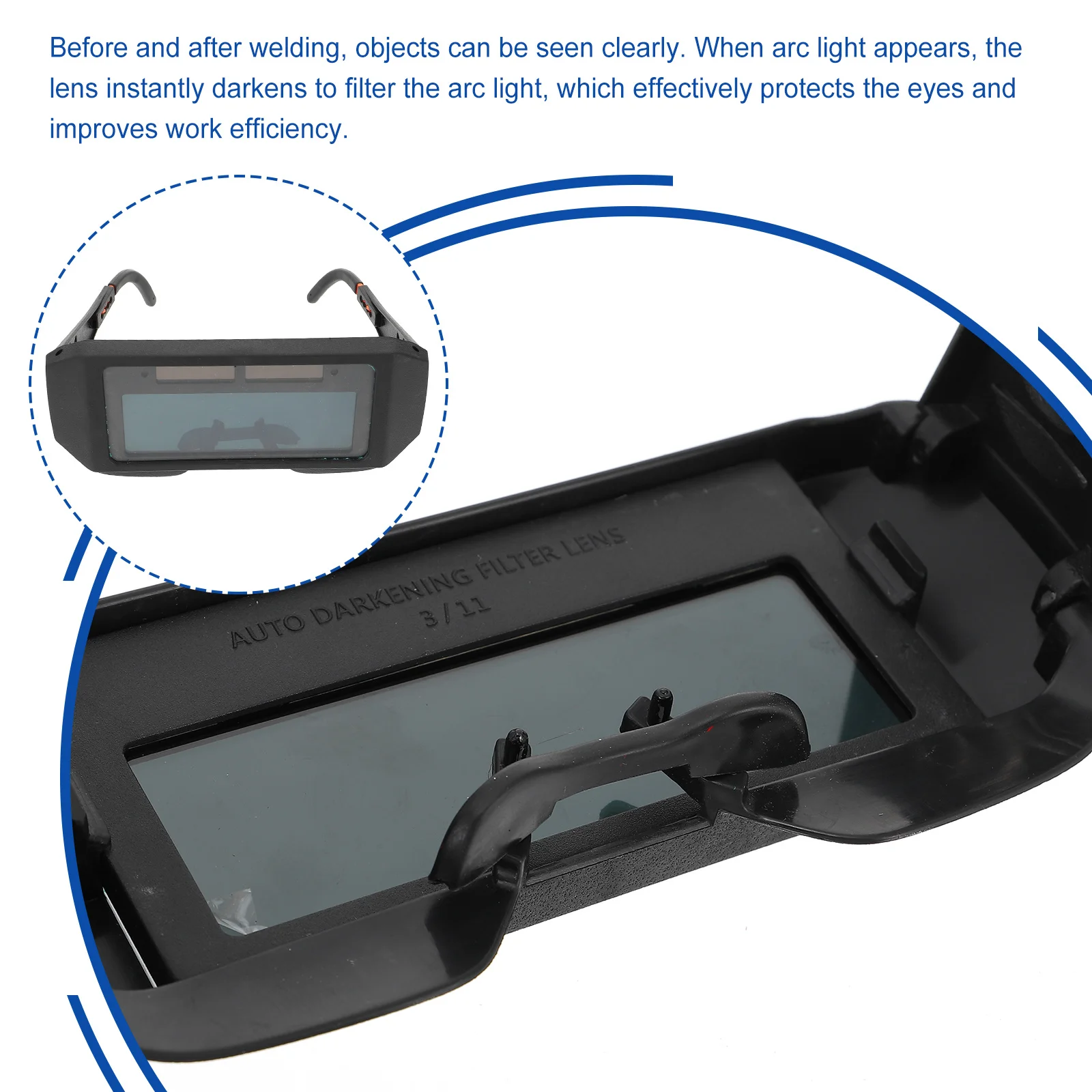 

1Pcs Auto Darkening Welding Goggles Professional Protective Glasses Uv Infrared Anti-Glare Safety for Electric Gas Shielded Arc