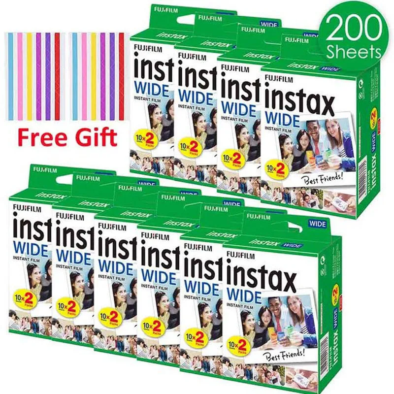 10-200 foglio Fujifilm Instax WIDE 210 200 300 100 500AF pellicola istantanea fotocamera Instax Mini 5 pollici di larghezza pellicola carta