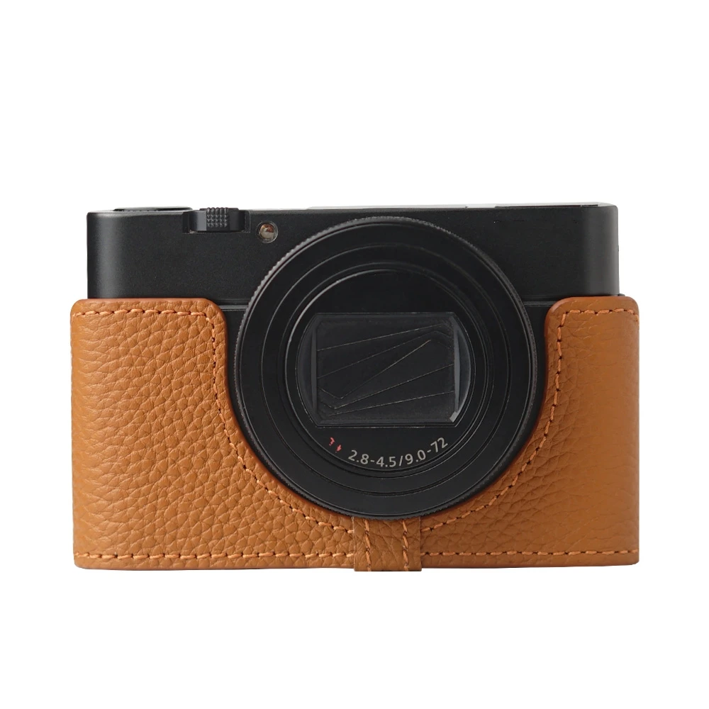 Genuine Real Leather Half Camera Case Bag Cover For Sony RX100M6 Case RX100 VI Case Camera Bag Photography Accessories image 3