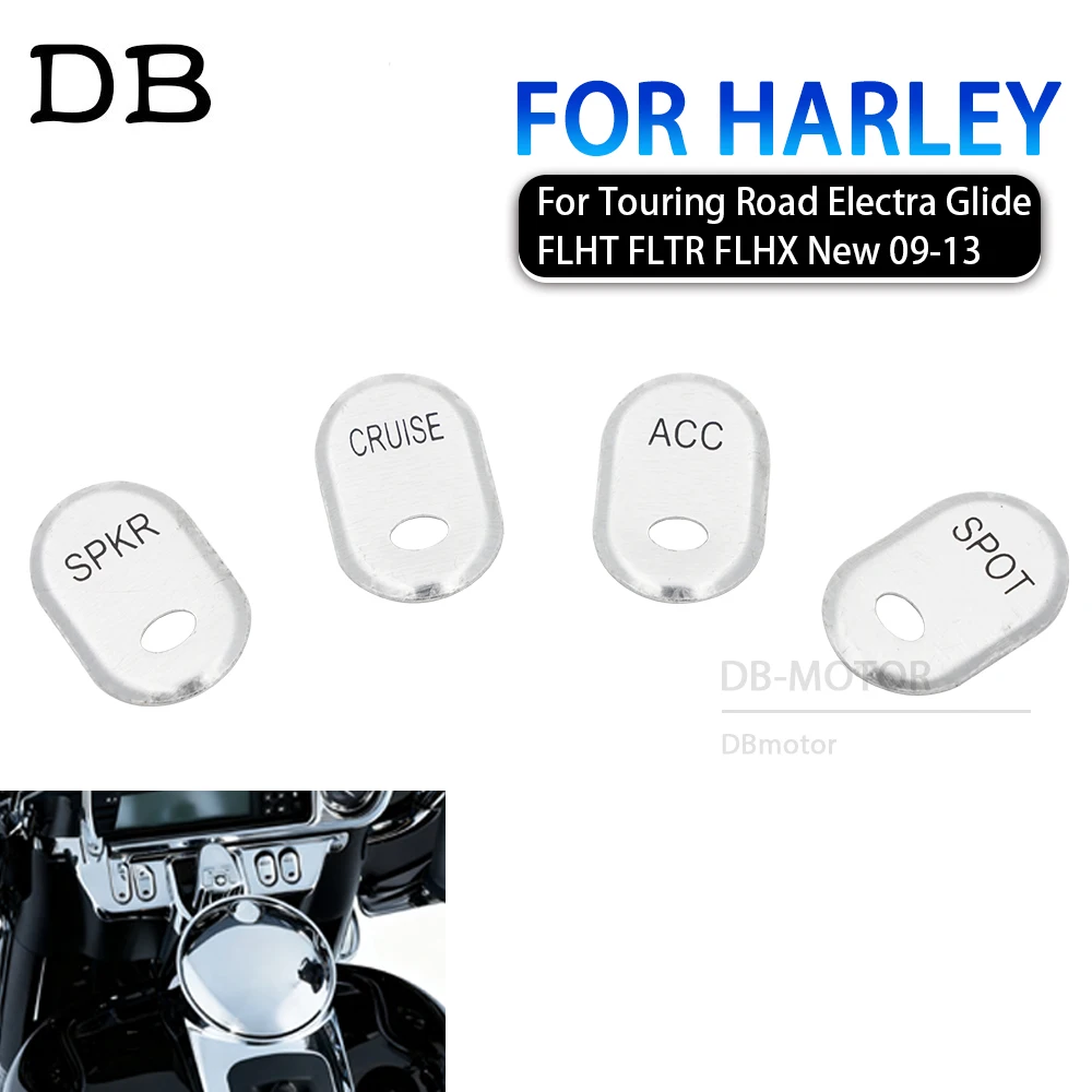 

New Motorcycle Brushed Panel Switch Button Covers Cap Silver 4pcs For Harley Davidson Touring Road Electra Glide FLHT FLTR FLHX