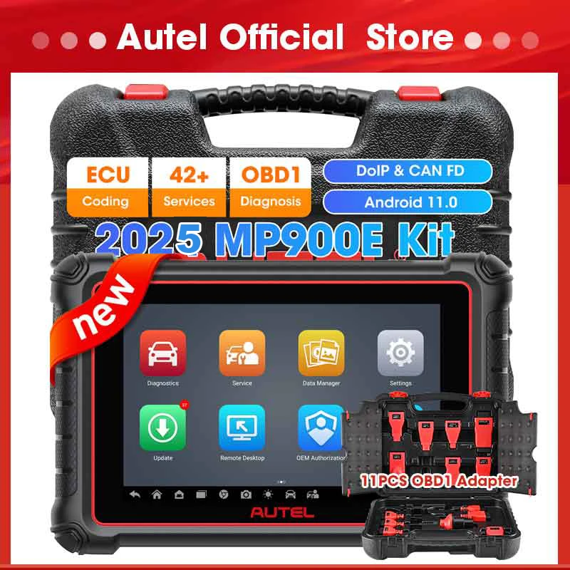 Autel MaxiPRO MP900E KIT Samochodowe narzędzia diagnostyczne Skaner OBD2 Kodowanie ECU 11 Zestaw adapterów bezOBDII PK MS906PRO