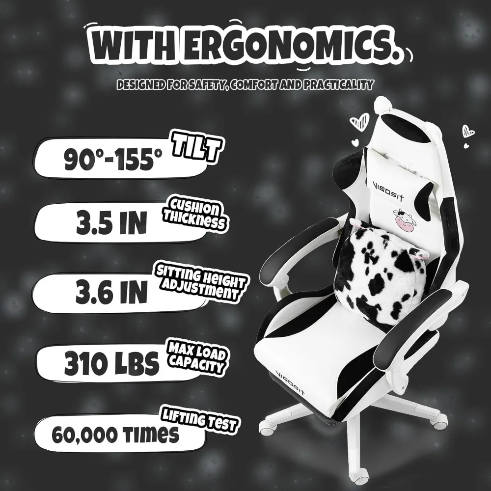 كرسي ألعاب مريح من جلد البولي يوريثان مع ميزات قابلة للتعديل للأطفال والكبار، كرسي مكتب دوار 360 درجة، كرسي مكتب للاعبين #6