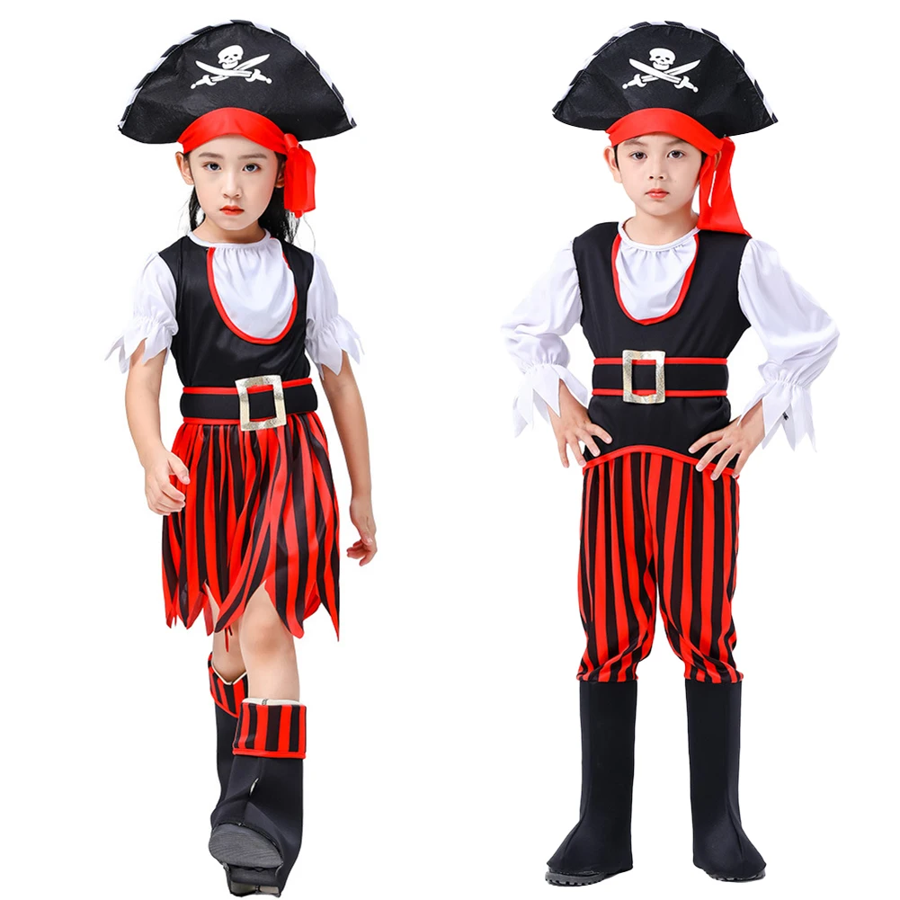 

Средневековый пиратский косплей, фэнтезийная шляпа для мальчиков и девочек, одежда, сценический костюм, маскировка, праздничная одежда на Хэллоуин для детей от 6 до 14 лет