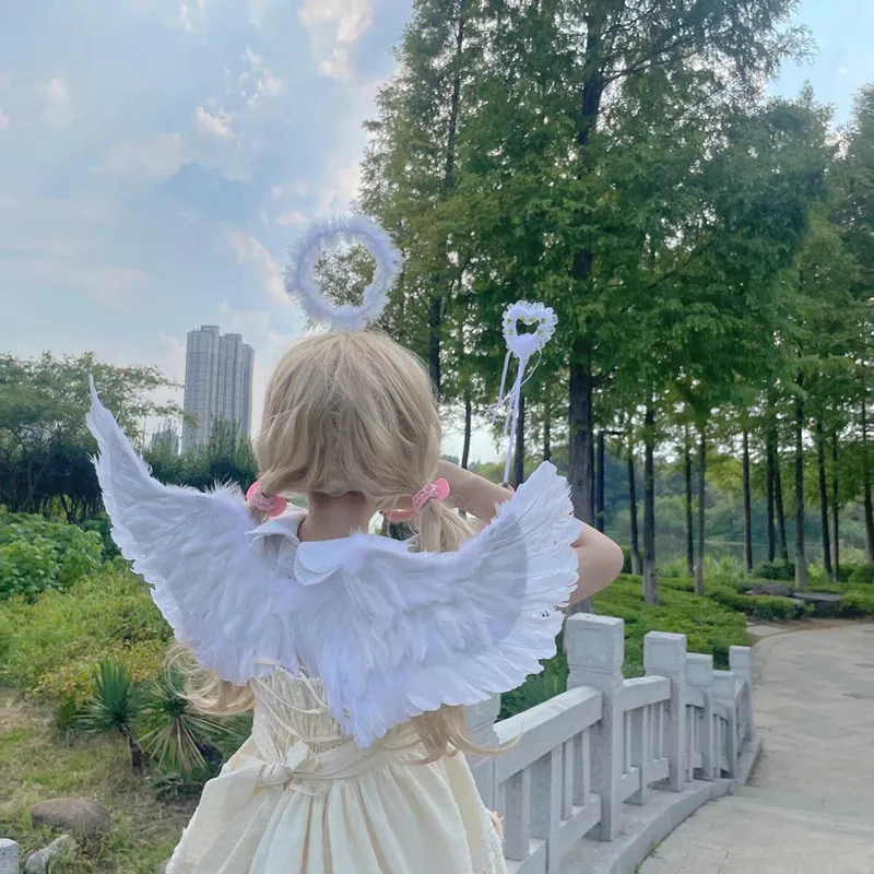 New Halloween Angel Wings Costume Accessory Feathered Wings for Kids and Adults Performance Costume for Festivals and Cosplay