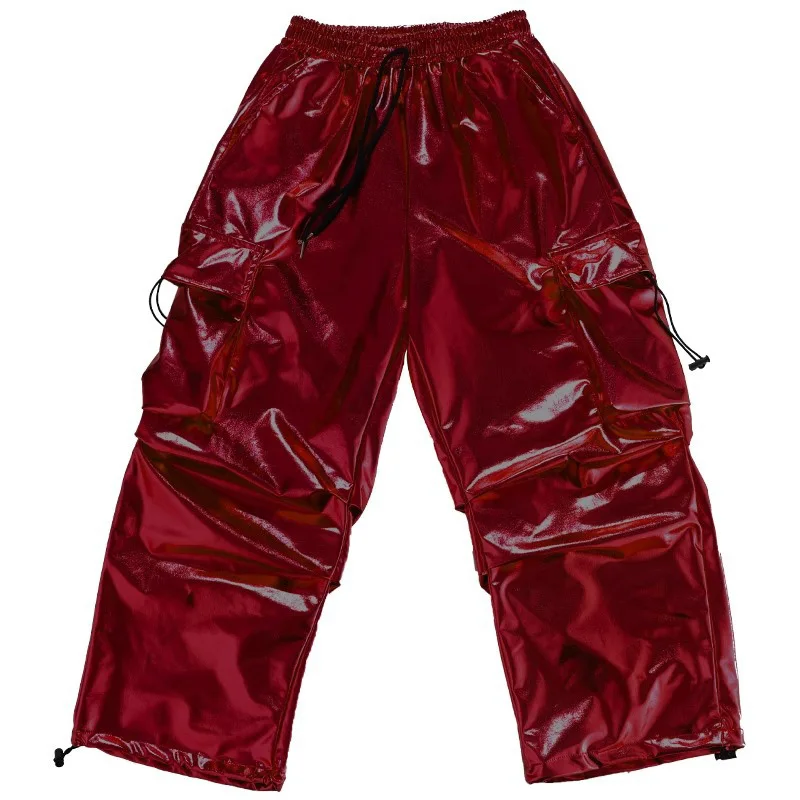 Costume de spectacle de danse Jazz rouge pour filles, vêtements de scène Kpop, pantalon Shuffle Hip Hop, haut court, vêtements de danse de rue à la mode pour enfants