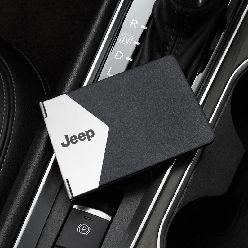 غطاء مستندات معدني حامل بطاقات الهوية محفظة بمشبك مع شعار سيارة لسيارة جيب رانجلر جراند شيروكي المنتقم كومباس واغونير باتريوت