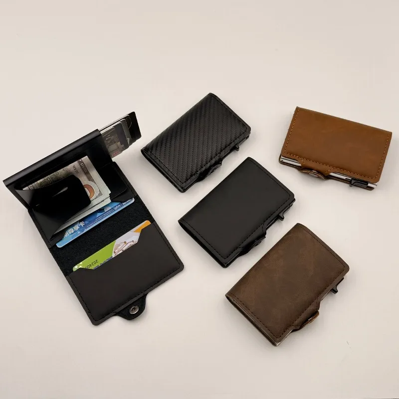 Anti Theft Auto Pop Up Side Push RFID Blocking Protective Card Holder for Daily Personal Card Storage