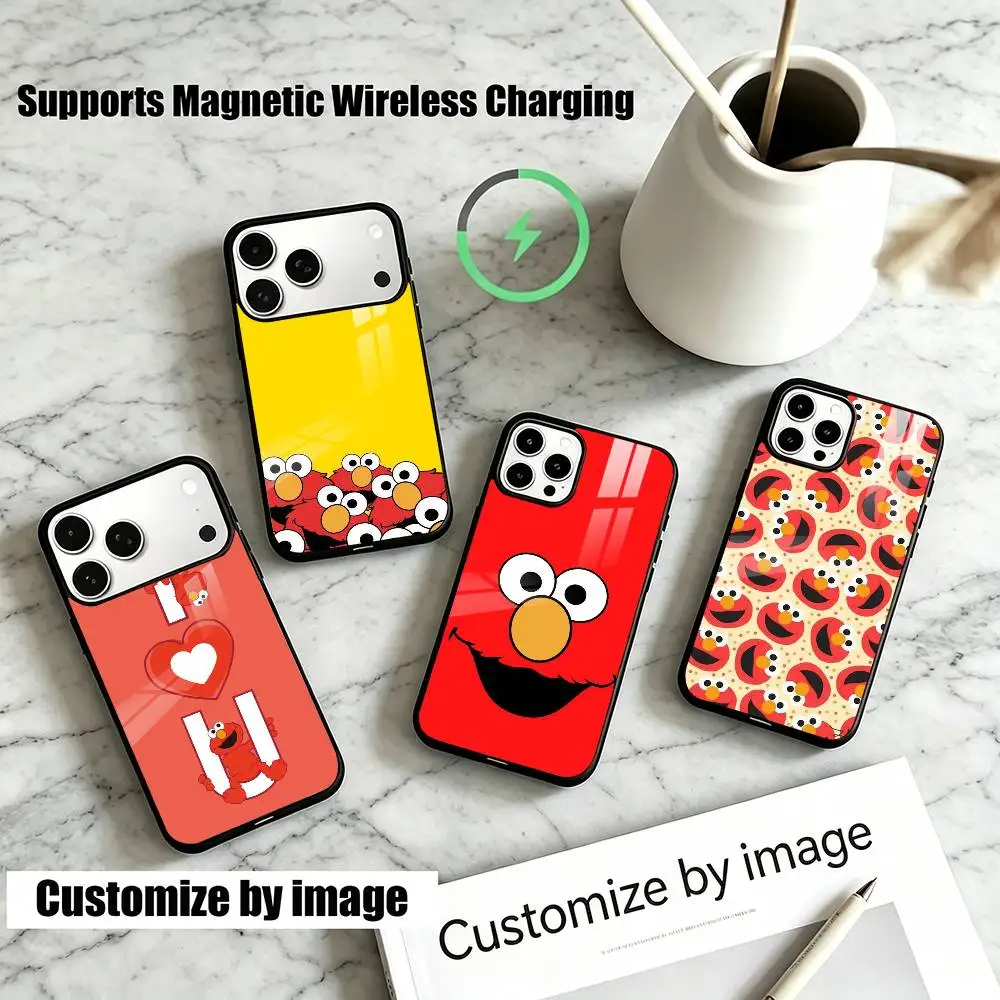 Cut Cartoon E-Elmos  Phone Case For iPhone18,17,16,15,14,13Plus,Pro Supports Magnetic Wireless Charging