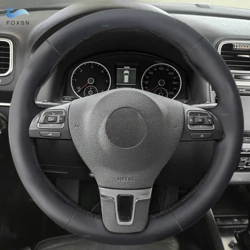 

Black Microfiber Leather Car Inner Steering Wheel Cover Trim For VW Golf Plus Jetta Passat Tiguan Touran Sharan Amarok Caddy EOS