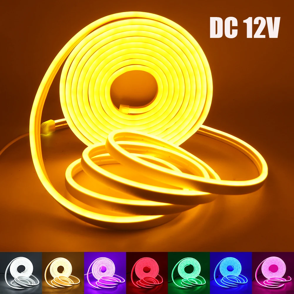 

DC 12V Neon Strip Light IP65 Waterproof String Lamp 2835 120leds/m Flexible Ribbon LED Strip Red Blue Green Purple Pink White