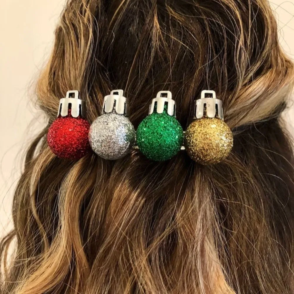 Lightweight Glitter Christmas Hair Clip Plastic Cute Christmas Hair Accessories Multicolored Ponytail Holder Festive