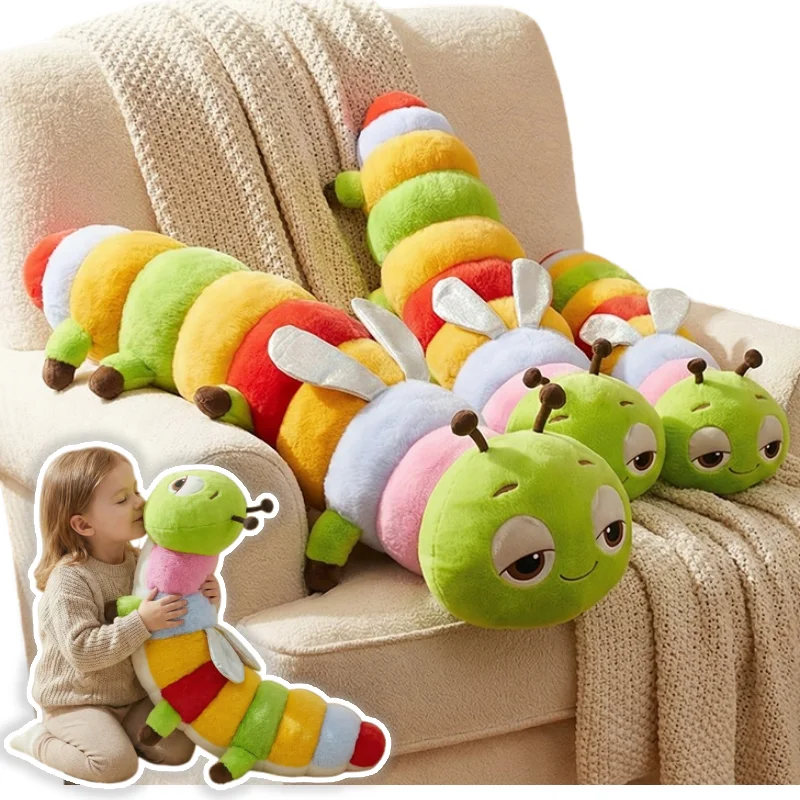 1pc 13cm-1.3M Colourful Caterpillar Plush Toys Infant Girl Hug Throw Pillow Many Colours Carpenterworm Cushion for Kids Birthday