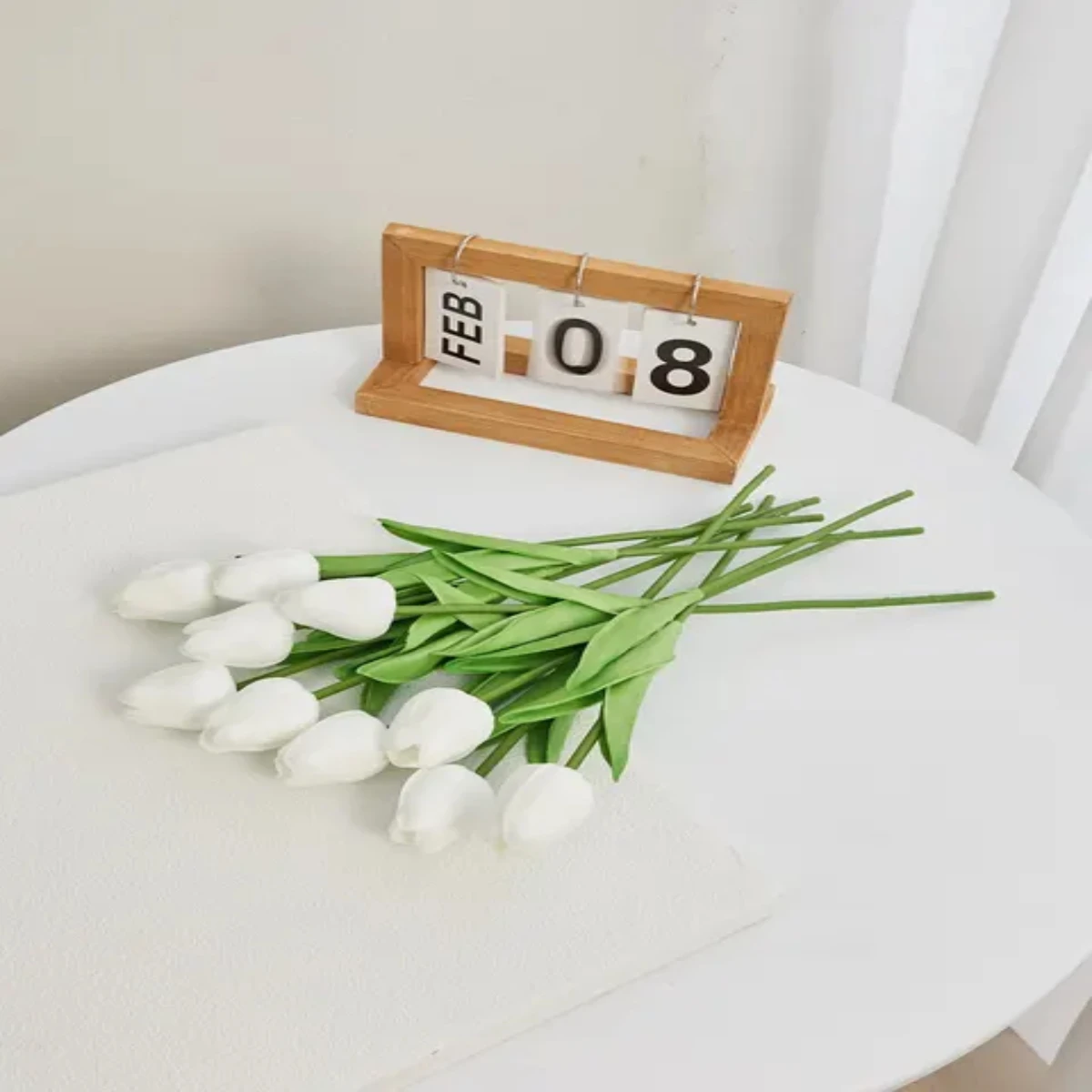 White Tulip Simulation Feel Tulip Flower  Decoration Ornaments Wedding Photography Props Fake Flowers 10pcs/20pcs