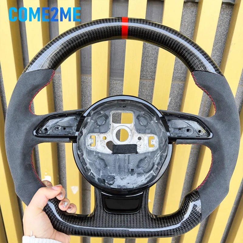 For Audi Carbon Fiber Steering Wheel A3 A4 A5 A6 A7 Q3 Q5 Q7 Flat Bottom Sports Steering Wheel