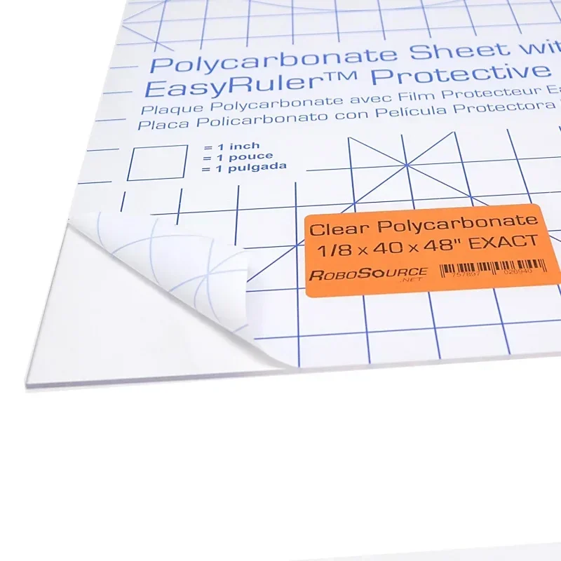 Polycarbonate Clear Plastic Sheet 40 X 48 X 0.118 (1/8) Exact with EasyRuler Film, Shatter Resistant, Easier to Cut, Bend, M